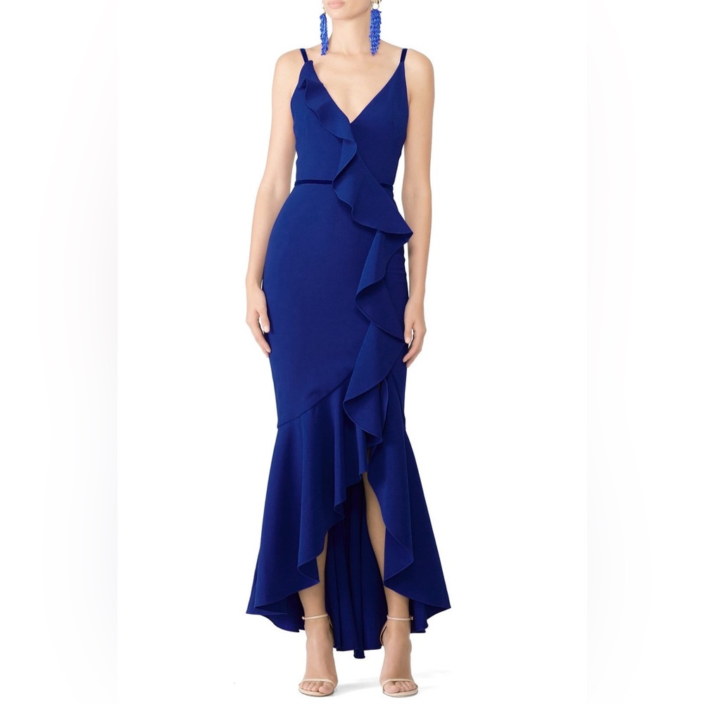 Marchesa Notte Royal Blue‎ Ruffle Gown size 4